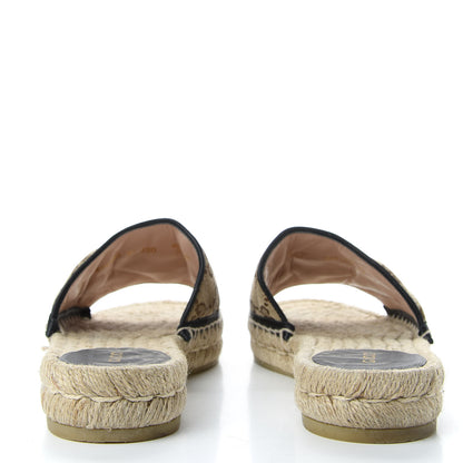 Gucci Monogram Matelasse GG Marmont Espadrille 20mm Slide Sandals 37 Beige Ebony Black 6 of 11