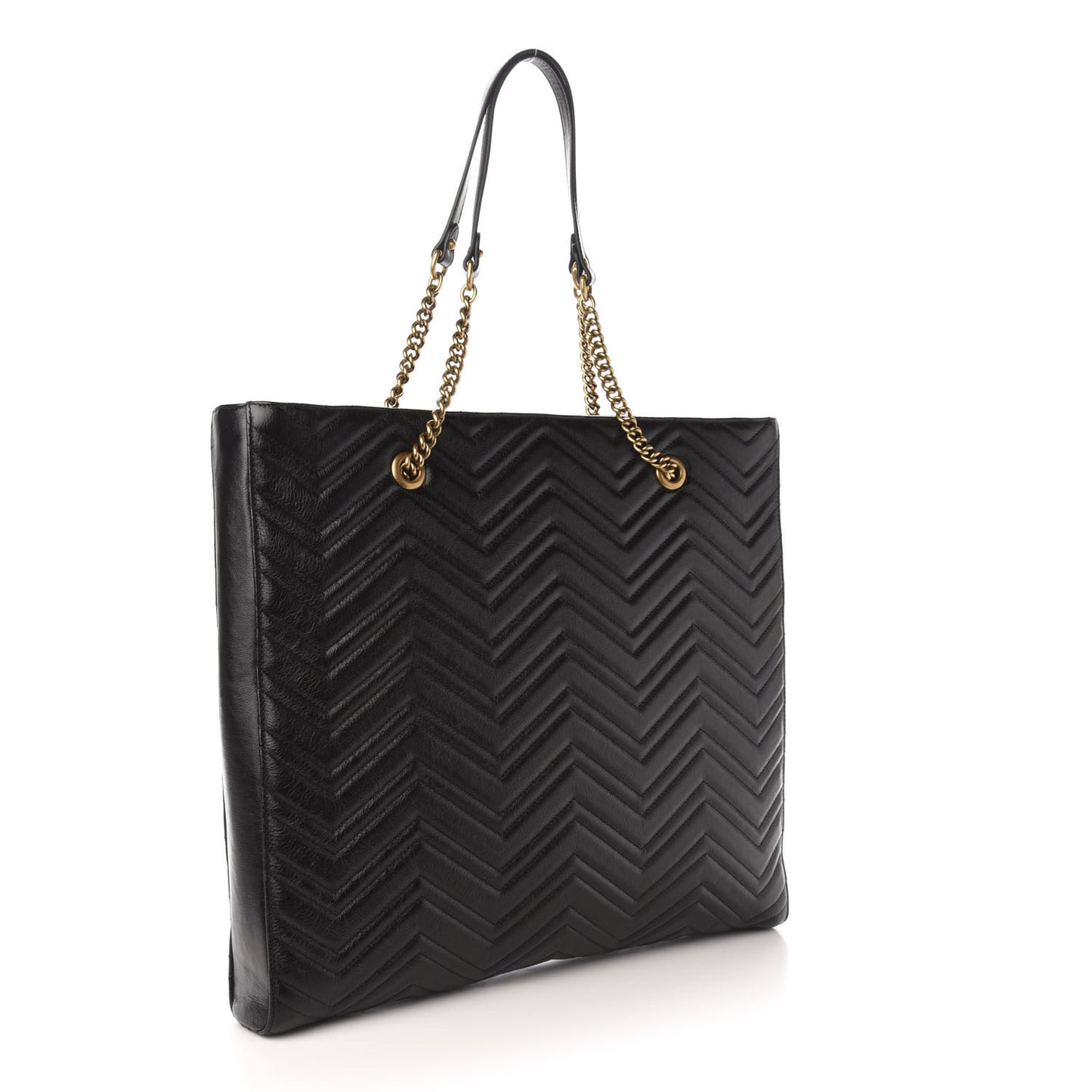 Azalea Calfskin Matelasse Large GG Marmont Slim Tote Black