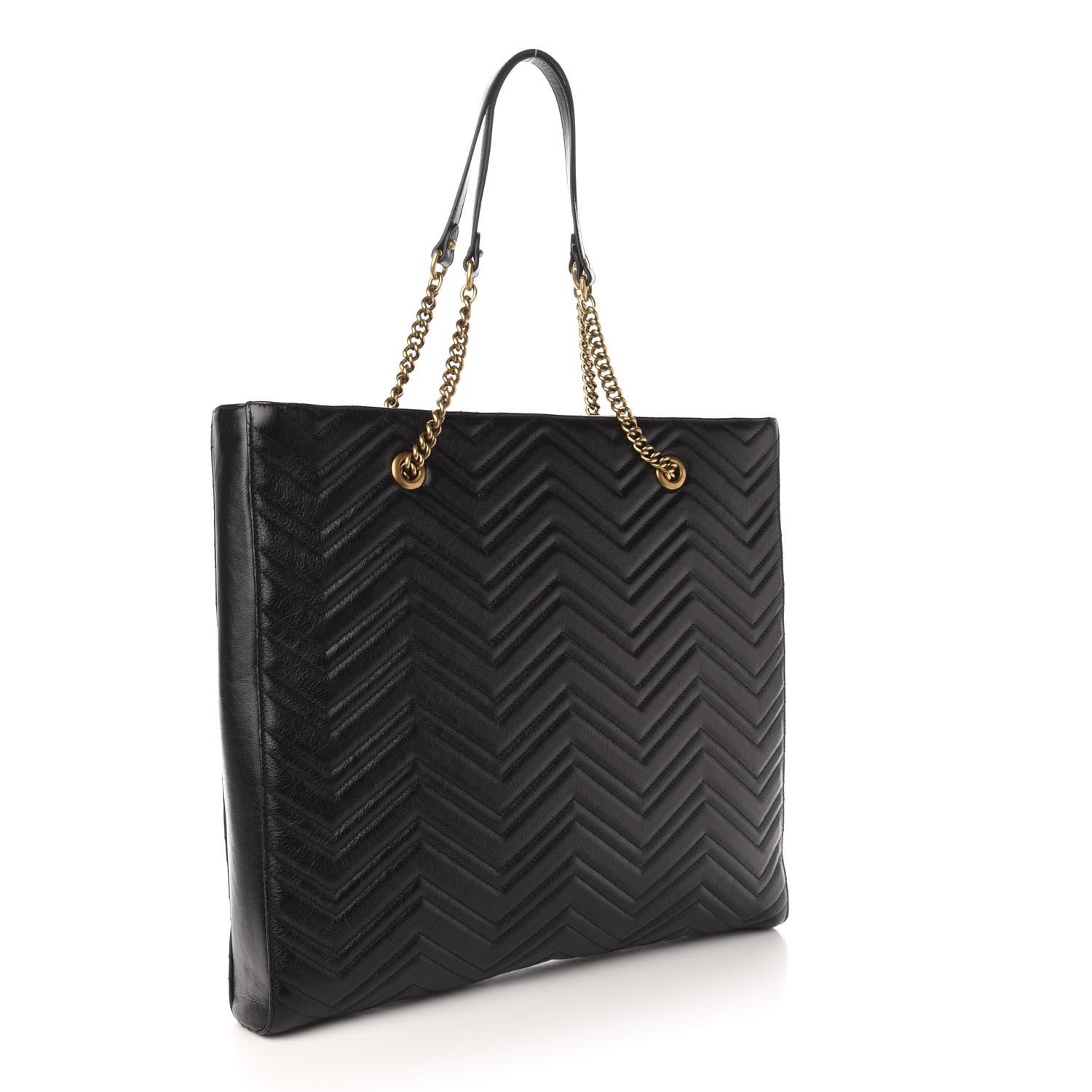 Gucci Azalea Calfskin Matelasse Large GG Marmont Slim Tote Black 3 of 11