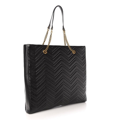 Gucci Azalea Calfskin Matelasse Large GG Marmont Slim Tote Black 3 of 11