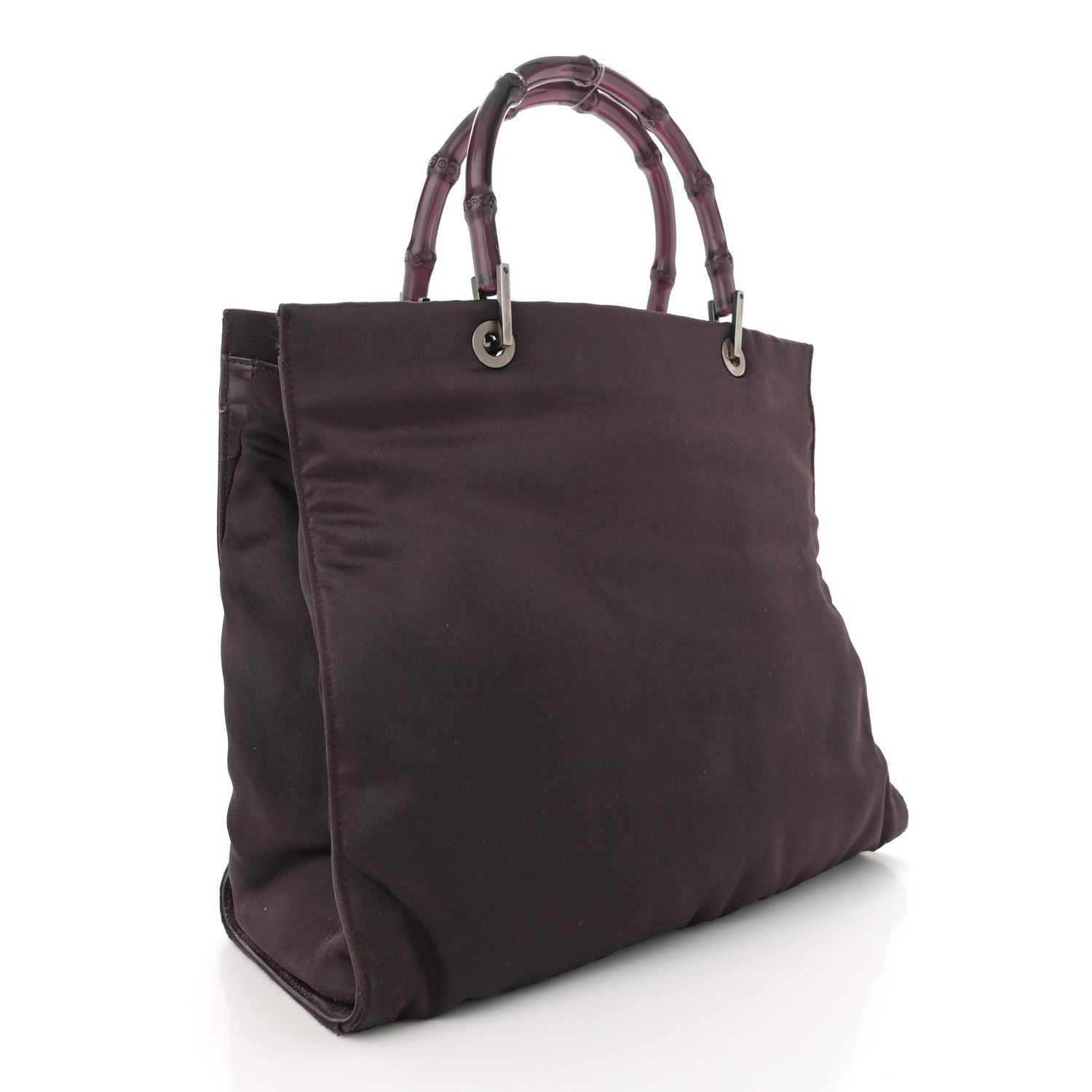 Gucci Satin Bamboo Handle Bag Brown 3 of 13