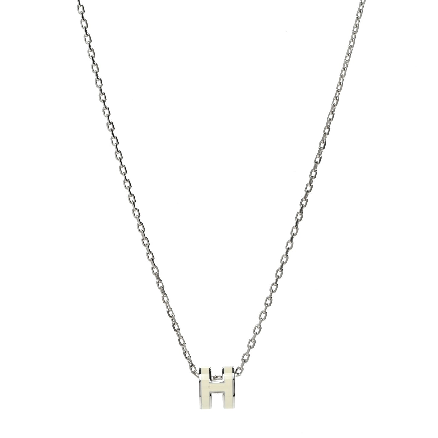Lacquered Palladium Mini Pop H Pendant Necklace White
