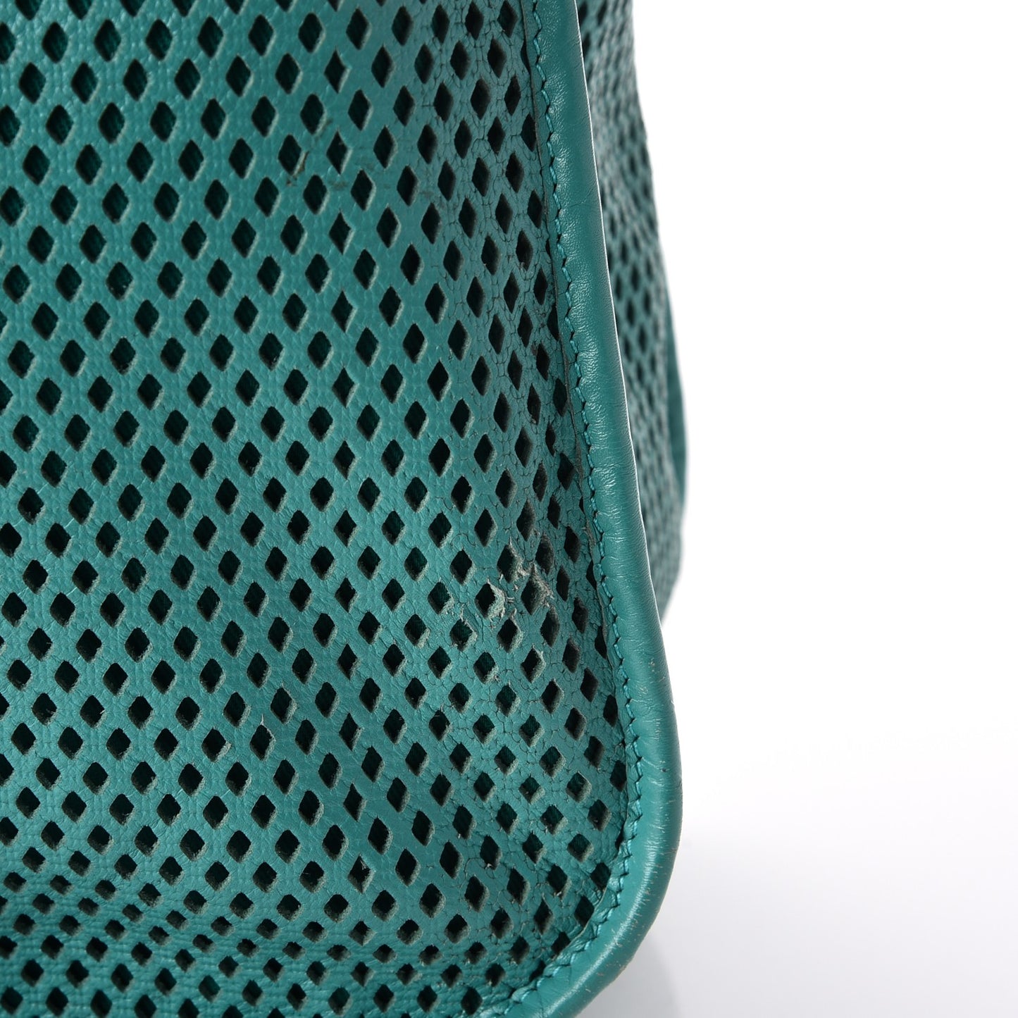 Calfskin Perforated Up In The Air Tote Green