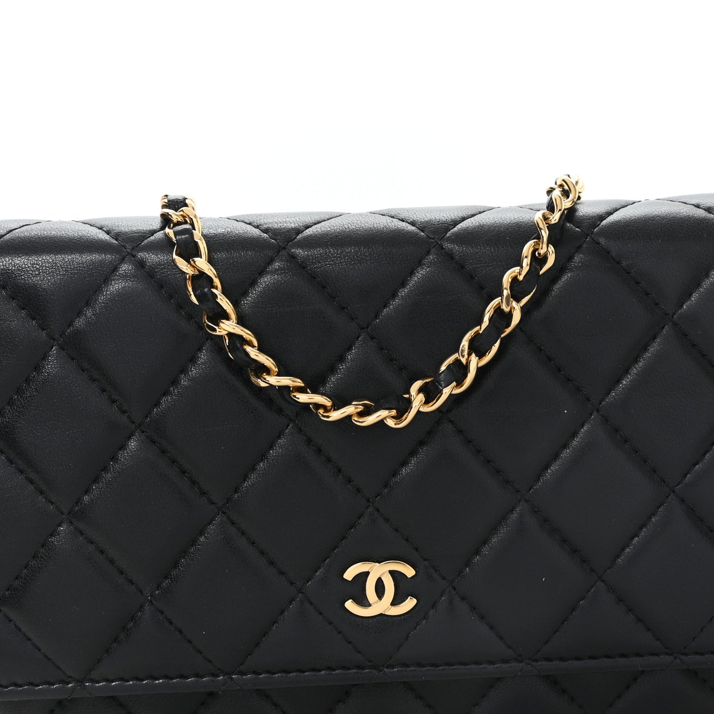 Lambskin Quilted Wallet On Chain WOC Black Black