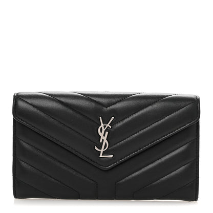 Saint Laurent Lambskin Y Quilted Monogram Large Loulou Flap Wallet Black 1 of 11