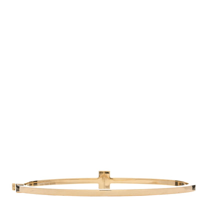 Tiffany 18K Yellow Gold Diamond T Hinged Wire Bangle Bracelet 2 of 3