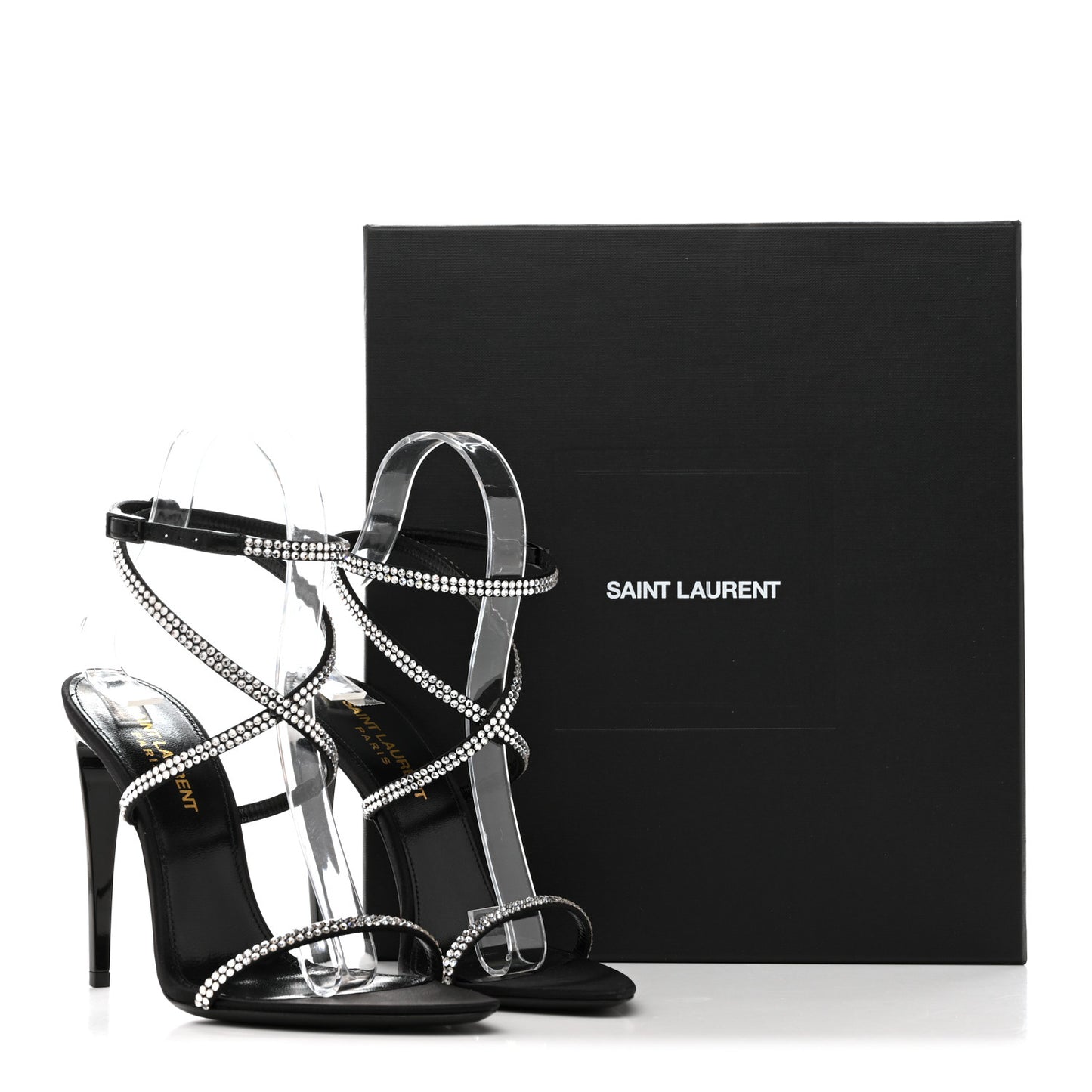 Crepe Satin Crystal Satine 110 Sandals 36 Black