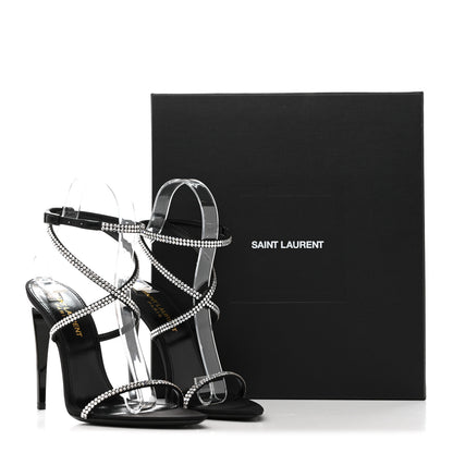 Saint Laurent Crepe Satin Crystal Satine 110 Sandals 36 Black 9 of 9