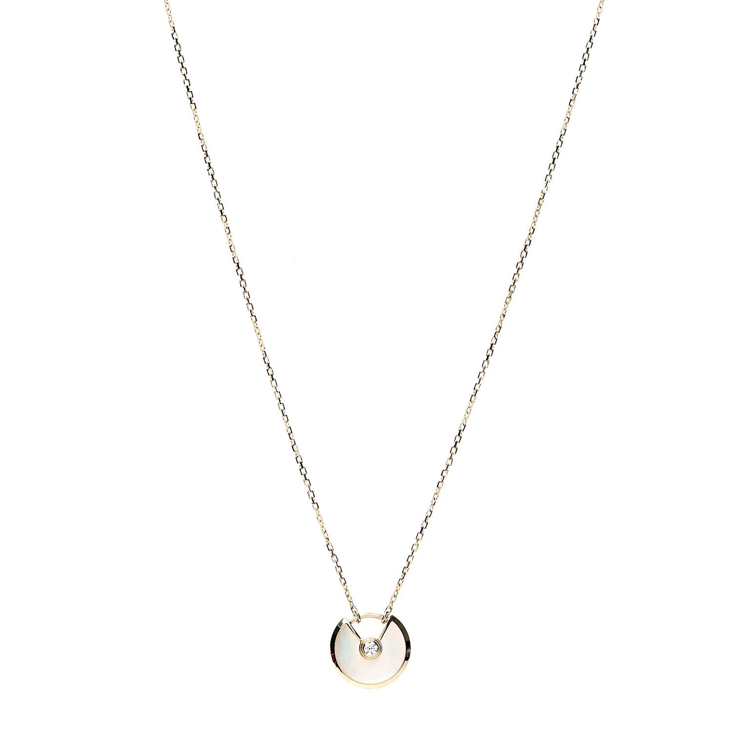18K Yellow Gold Diamond Mother of Pearl XS Amulette de Cartier Pendant Necklace
