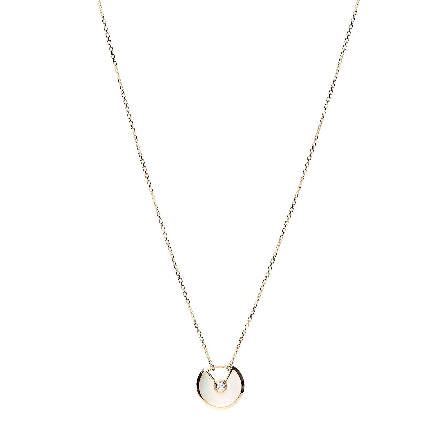 Cartier 18K Yellow Gold Diamond Mother of Pearl XS Amulette de Cartier Pendant Necklace 1 of 5