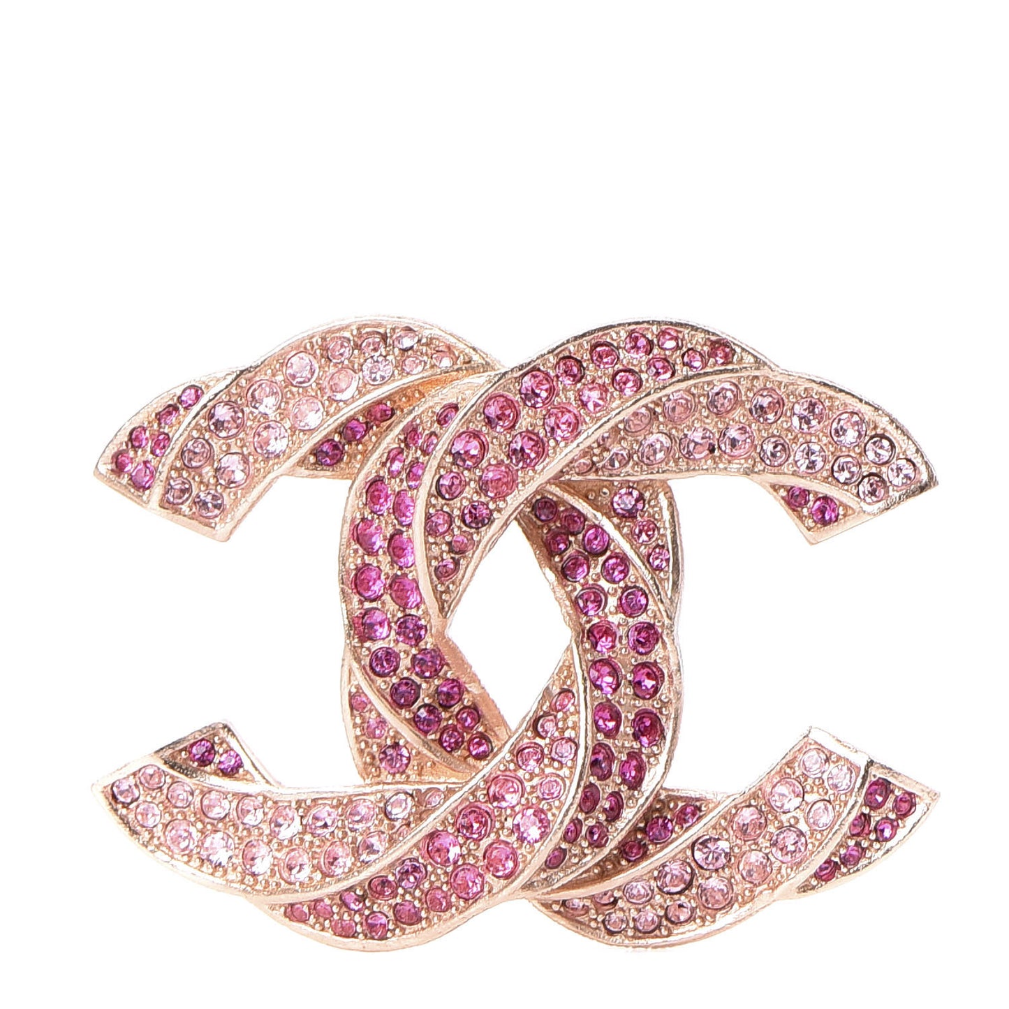 Crystal Twisted CC Brooch Rose Gold
