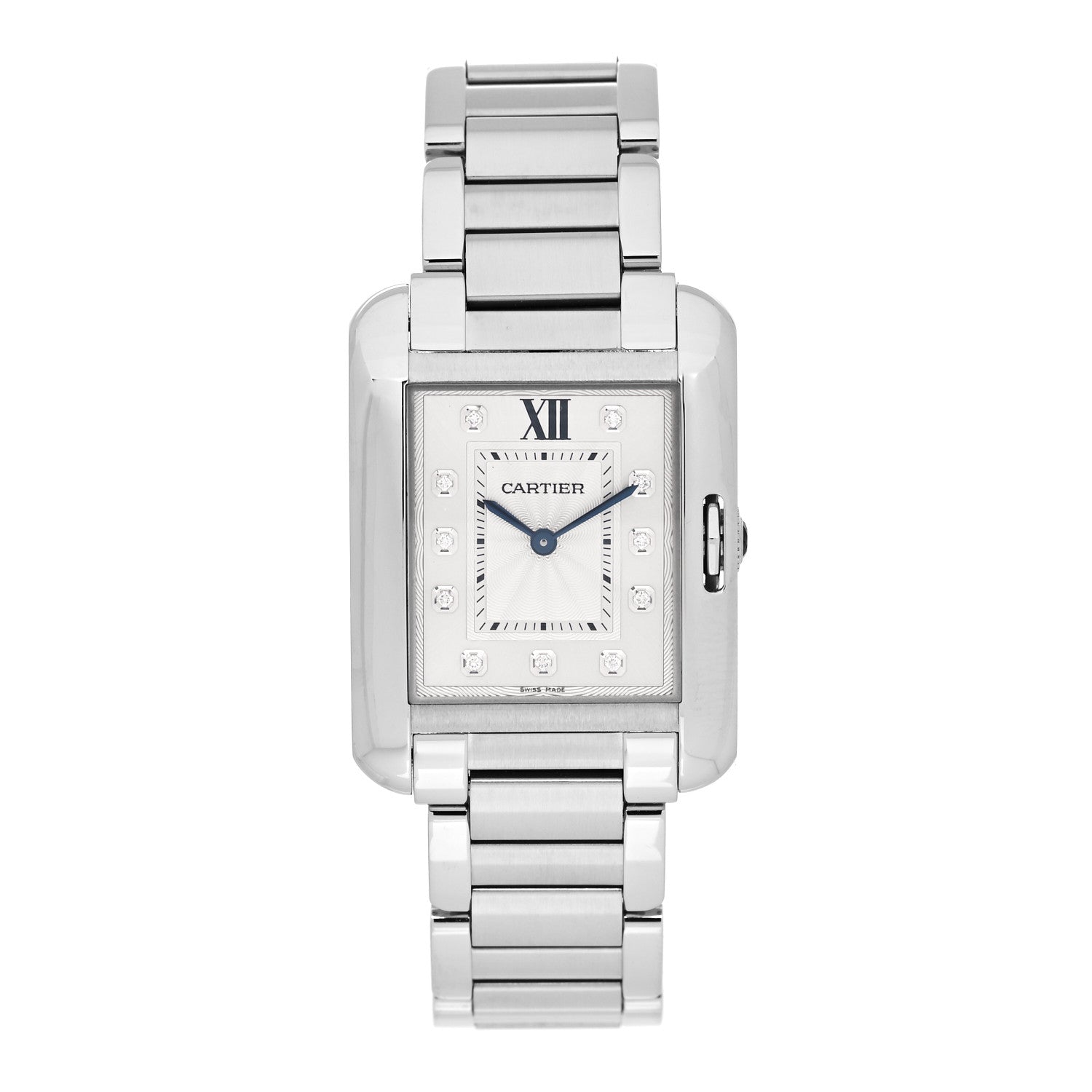 Cartier Stainless Steel Diamond 26mm Tank Anglaise Quartz Watch 1 of 5