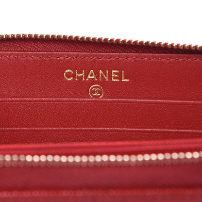 Chanel Caviar Quilted Medium Zip Around Wallet Red 6 of 8