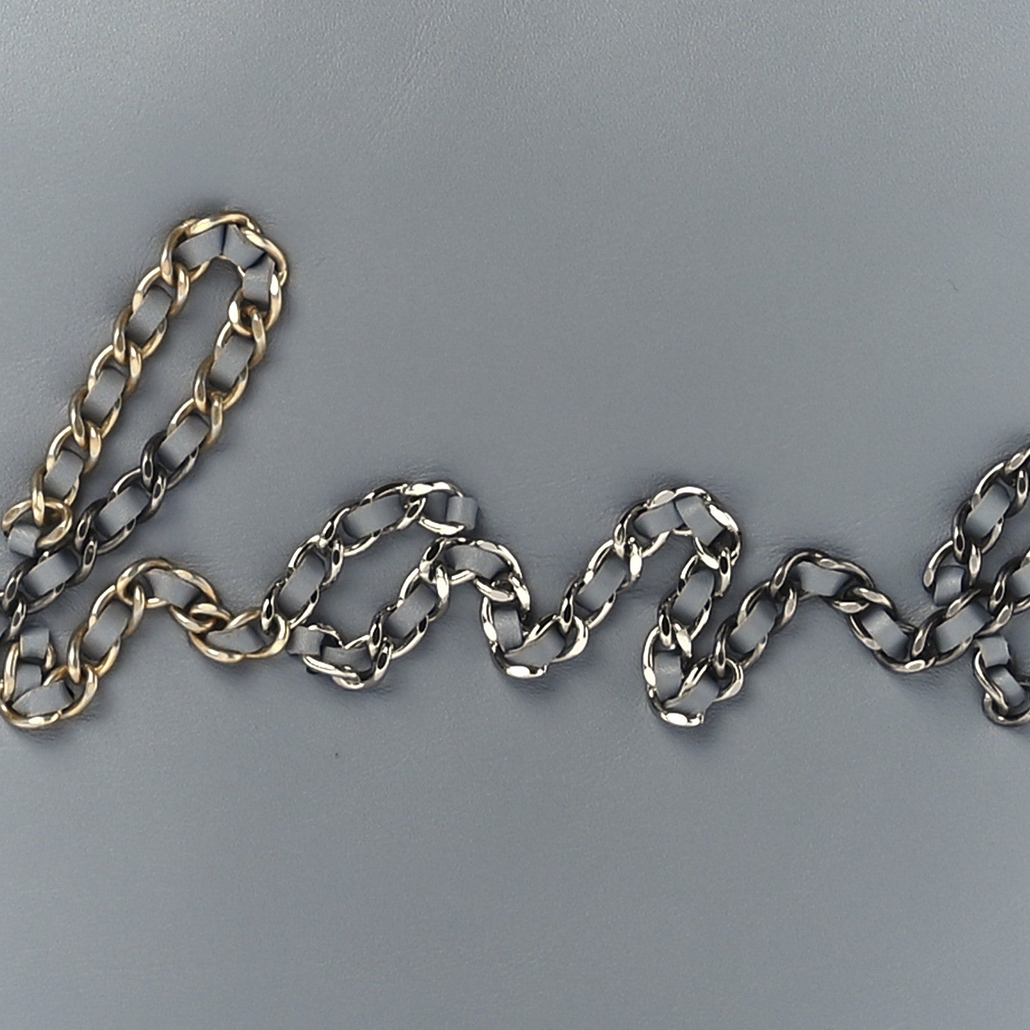 Chanel Calfskin Chain 20s Signe Medium Cosmetic Case Grey 8 of 10