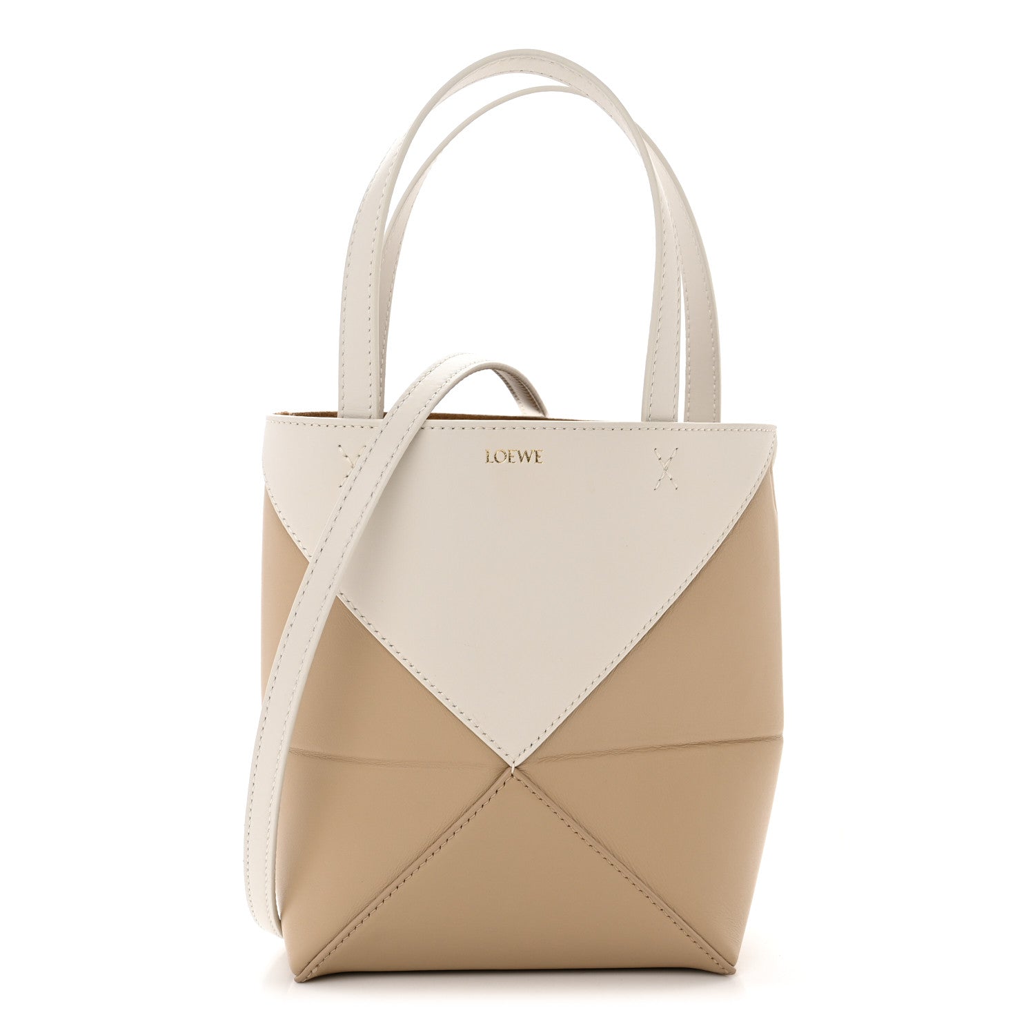 Loewe Shiny Calfskin Mini Puzzle Fold Tote Soft White Paper Craft 1 of 9