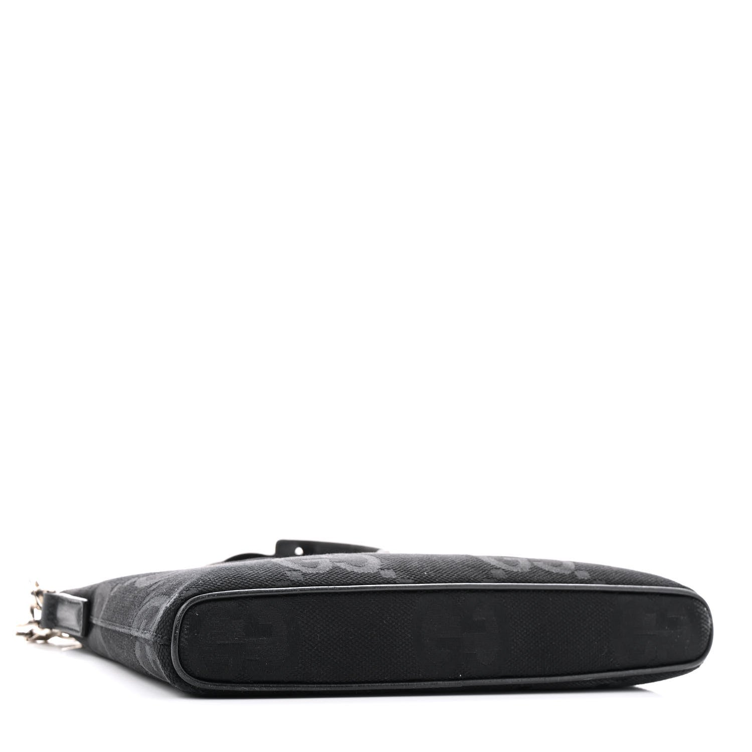 Gucci Monogram Jumbo GG Textured Dollar Calfskin Wristlet Messenger Bag Black 4 of 13