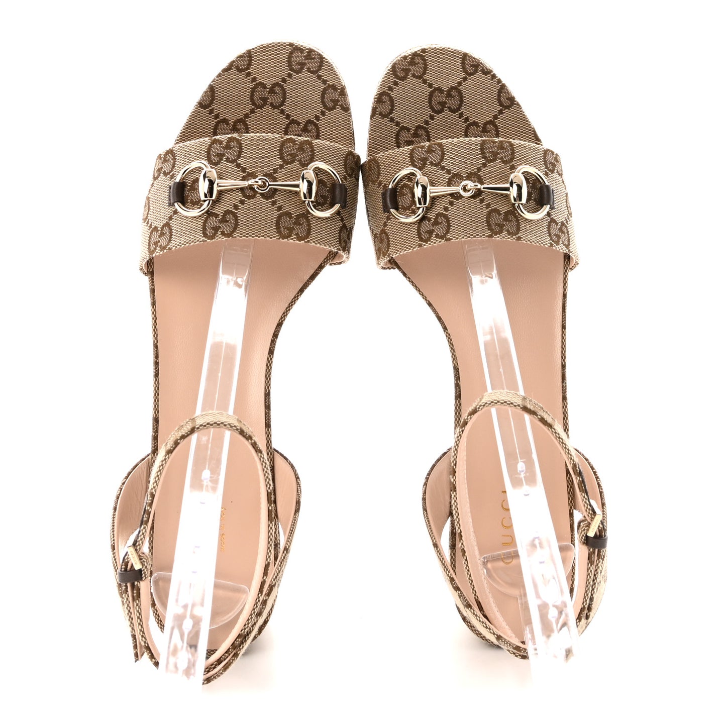 Monogram Nappa Chalotte Horsebit Ankle Strap 75mm Flatform Sandals 39.5 Beige Ebony