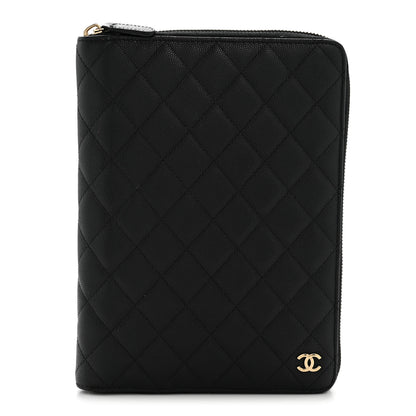 Chanel Caviar Quilted Zip Around Notebook Agenda Cover Black 1 of 9