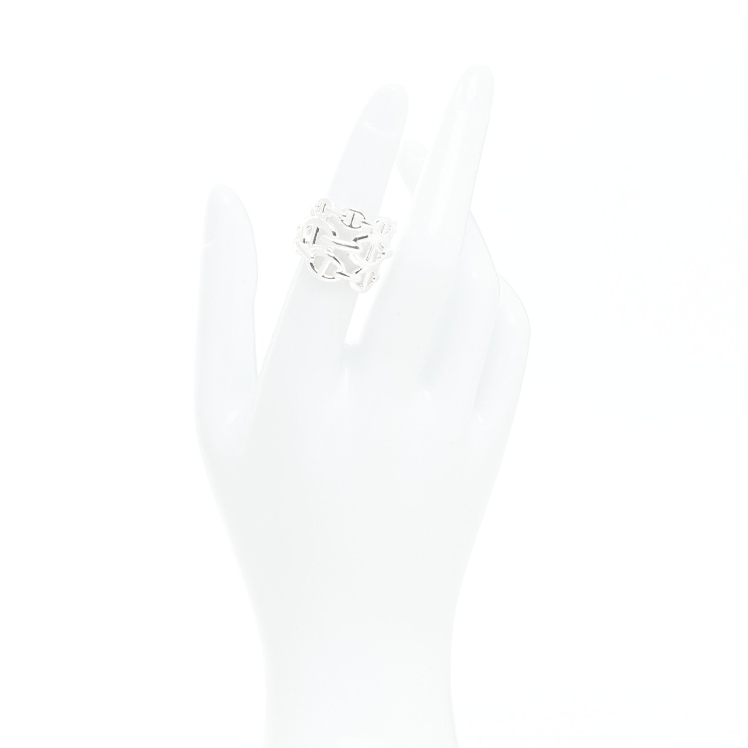 Hermes Sterling Silver GM Chaine d'ncre Enchainee Band Ring 51 5.75 2 of 6