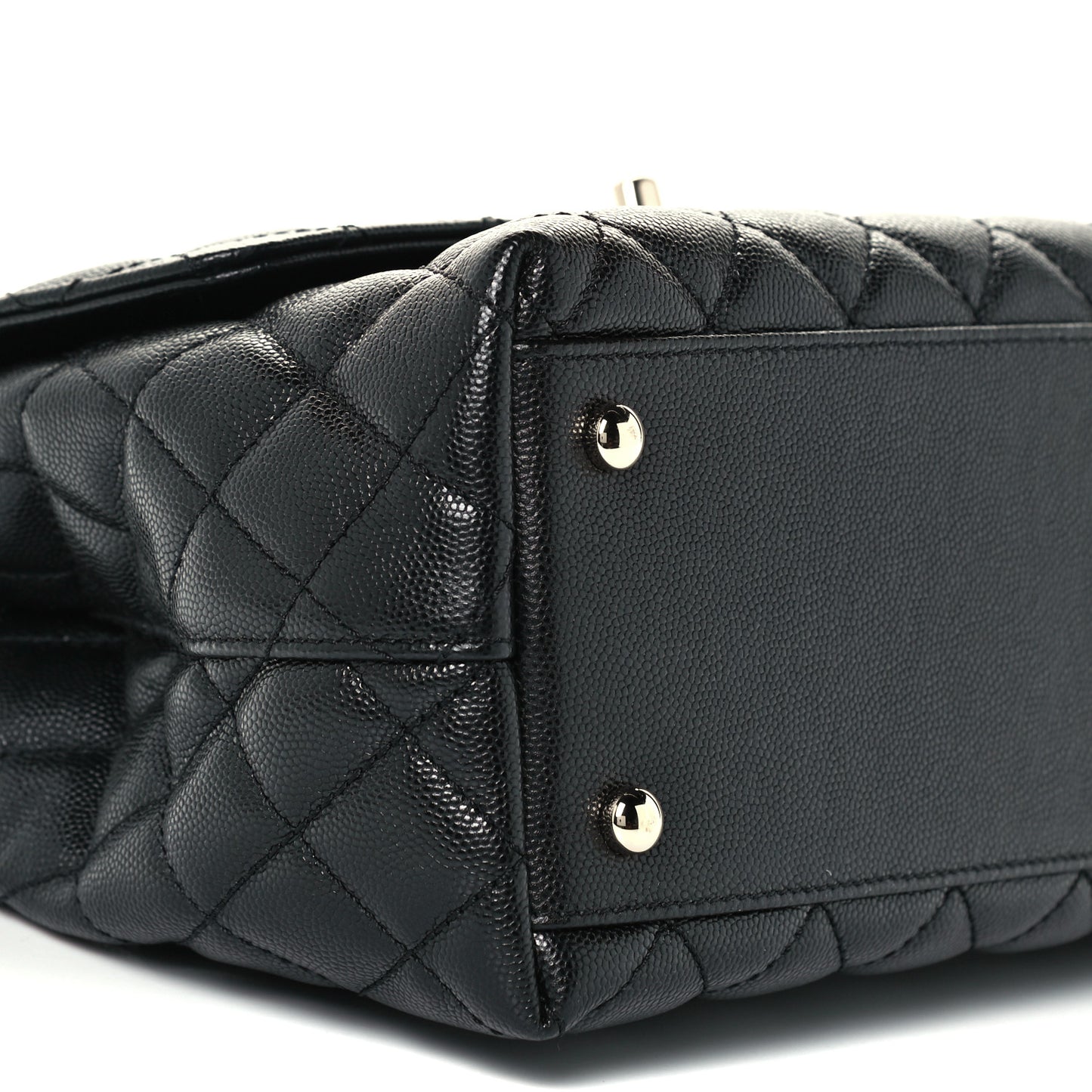 Caviar Lizard Quilted Small Coco Handle Flap Black