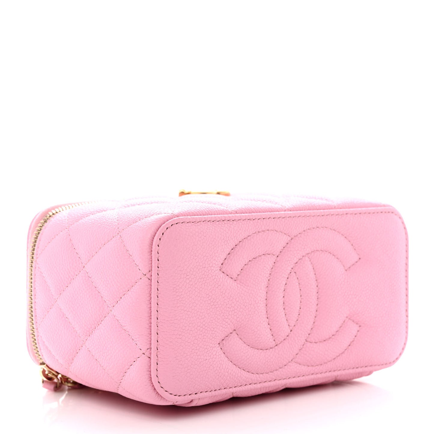 Caviar Quilted Sweetheart Vanity Case Pink
