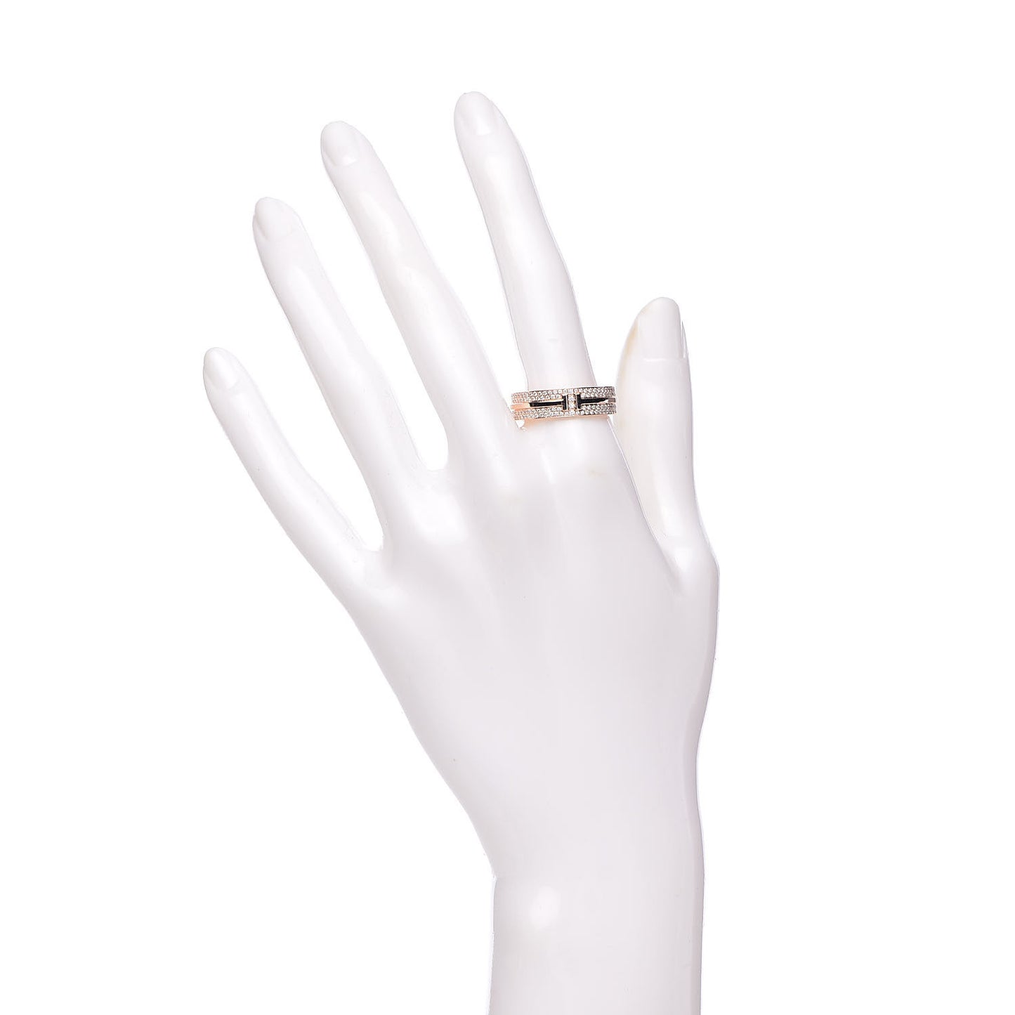 18K Rose Gold Diamond T Two Band Ring 58 8.5
