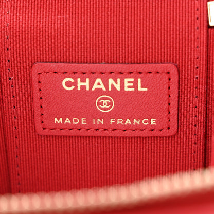 Chanel Lambskin Quilted Top Handle Mini Vanity Case With Chain Red 6 of 10