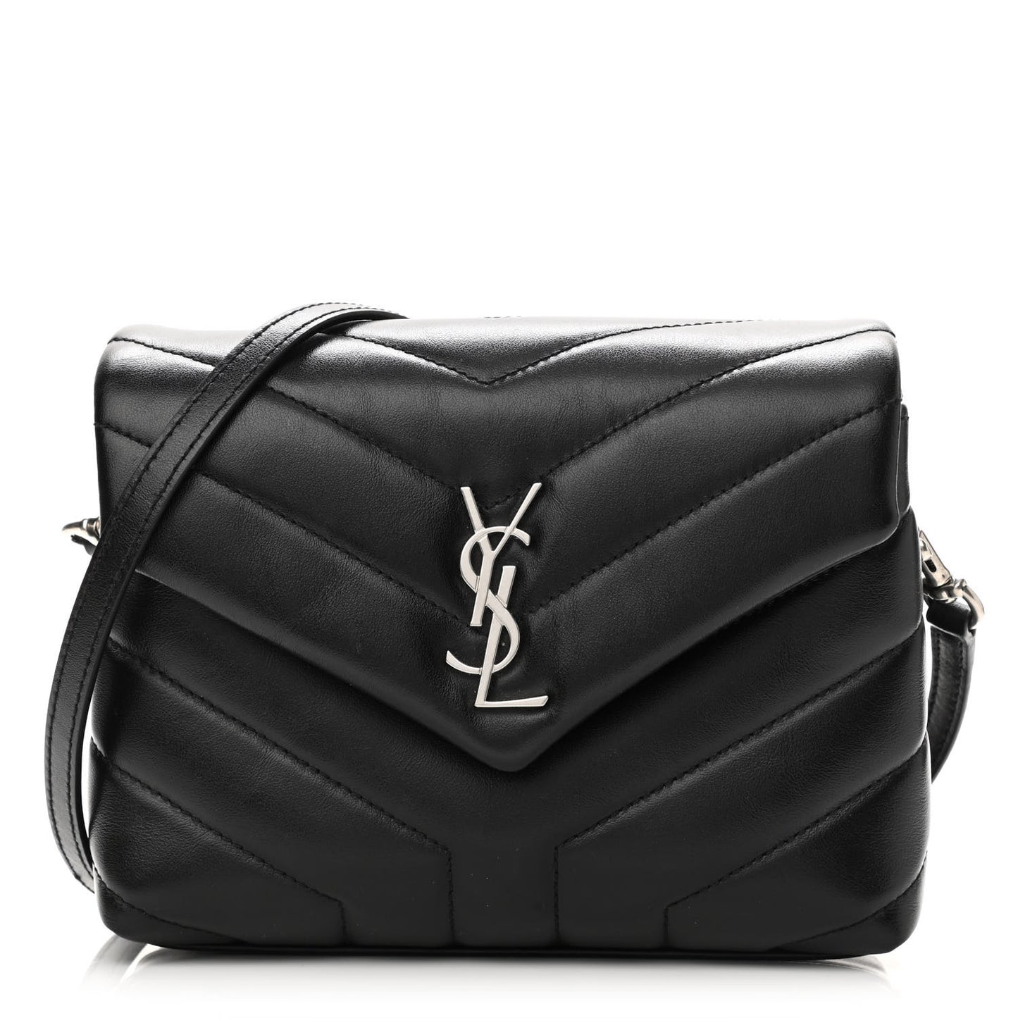 Calfskin Y Quilted Monogram Toy Loulou Crossbody Bag Black