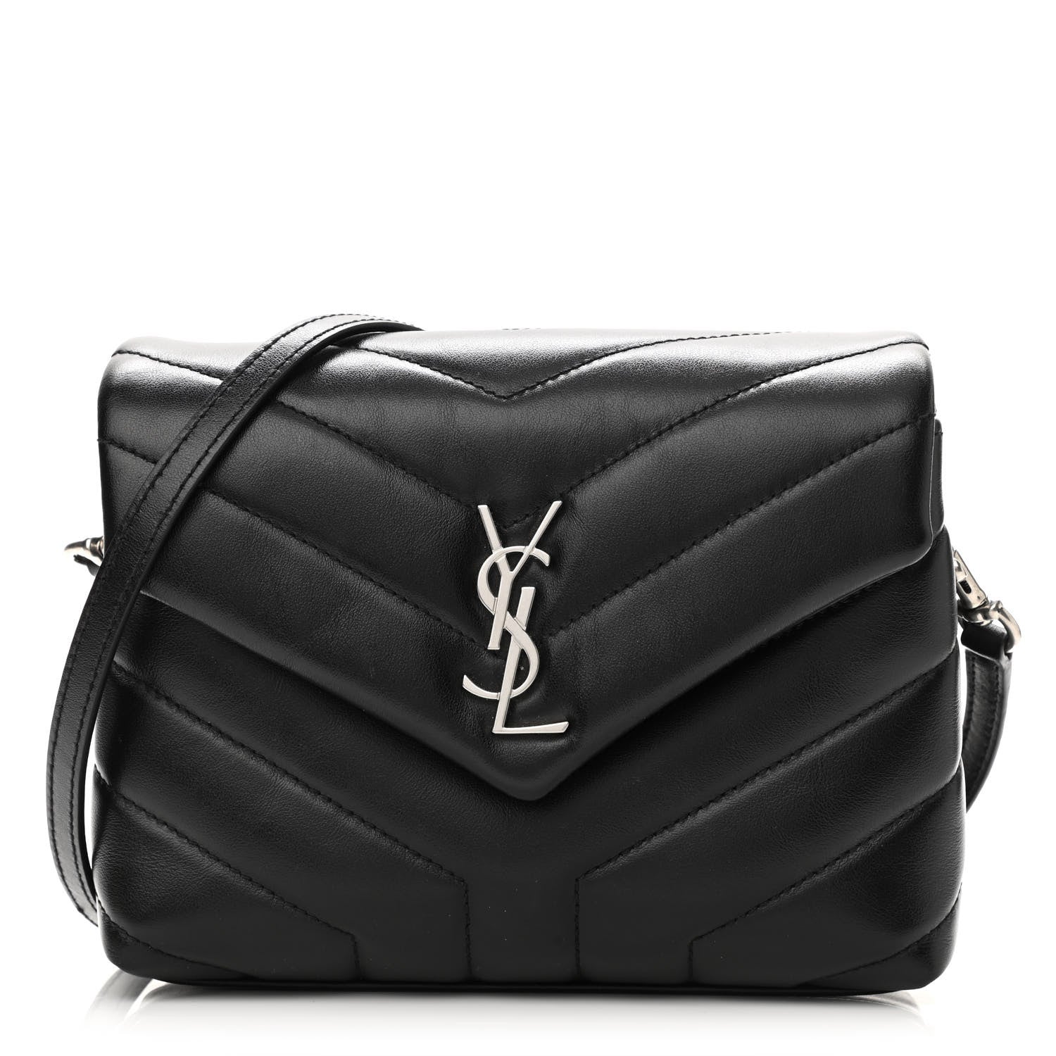 Saint Laurent Calfskin Y Quilted Monogram Toy Loulou Crossbody Bag Black 1 of 12