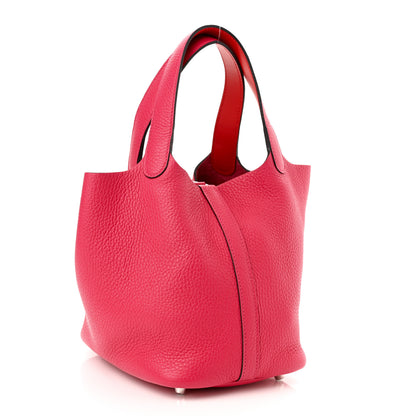 Hermes Taurillon Clemence Swift Eclat Picotin Lock 18 PM Rose Mexico Rouge De Coeur 3 of 10