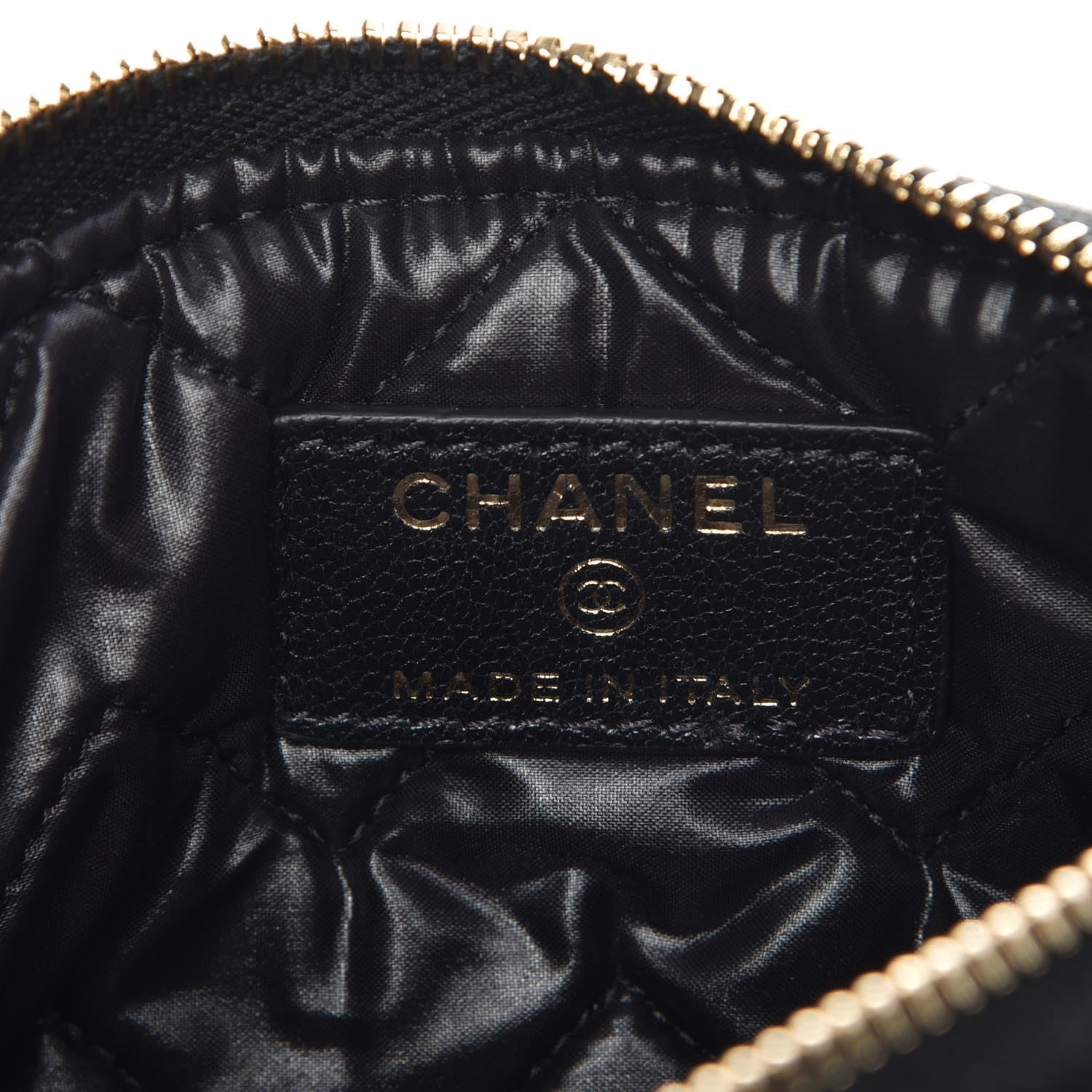Chanel Sheepskin Chevron Quilted Small Cosmetic Case Black 6 of 8