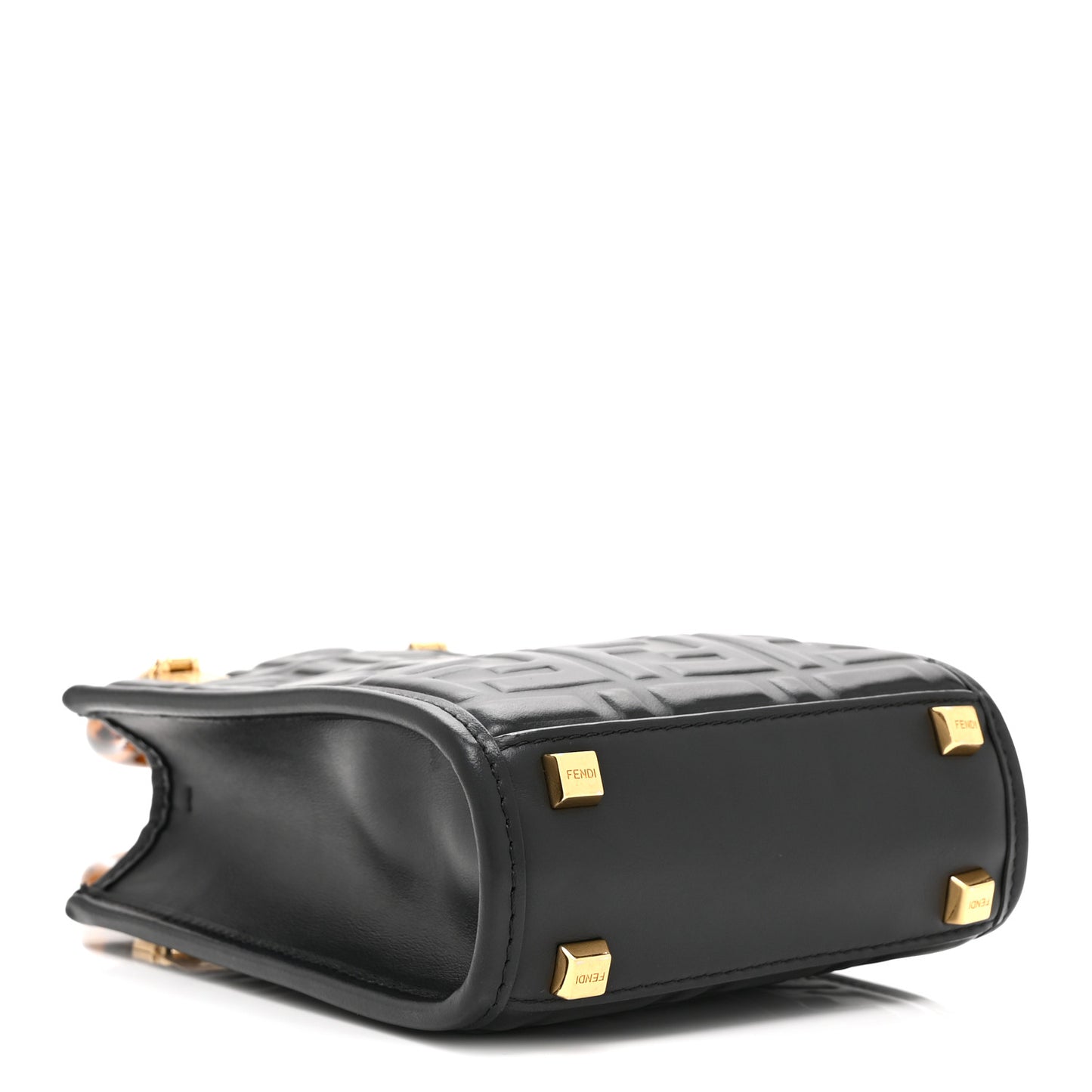 Vitello Plexiglass FF Embossed Mini Fendi Sunshine Shopper Tote Black