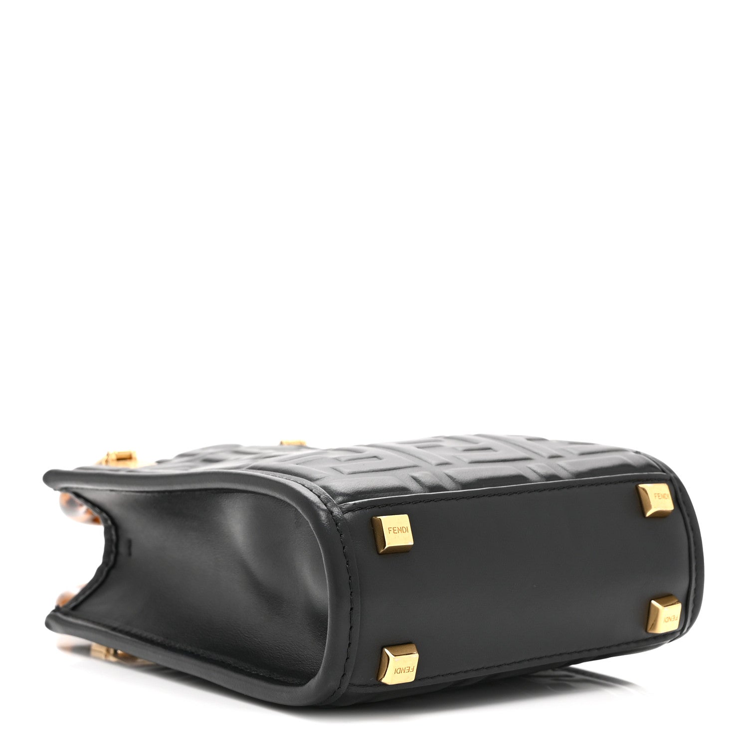 Fendi Vitello Plexiglass FF Embossed Mini Fendi Sunshine Shopper Tote Black 4 of 10