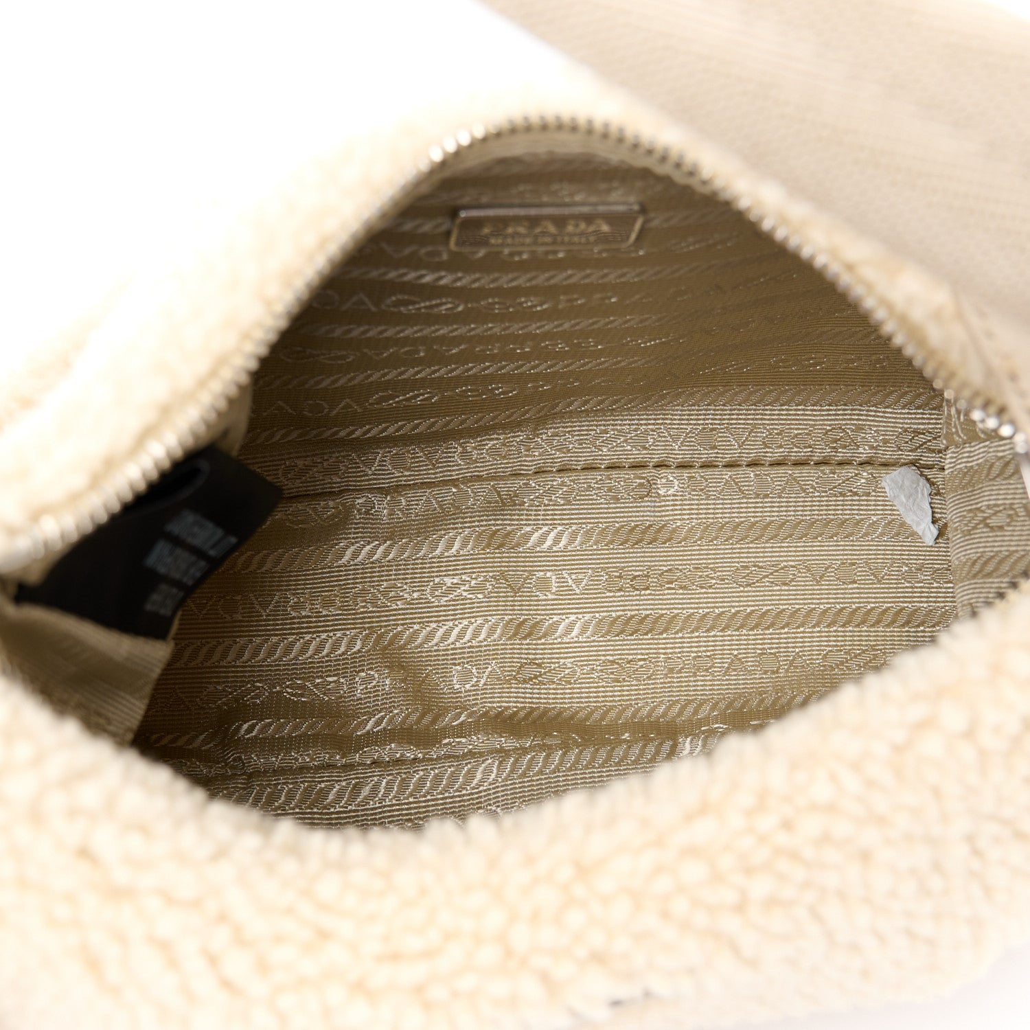 Prada Shearling Mini Re-Edition 2000 Bag Ecru 5 of 11