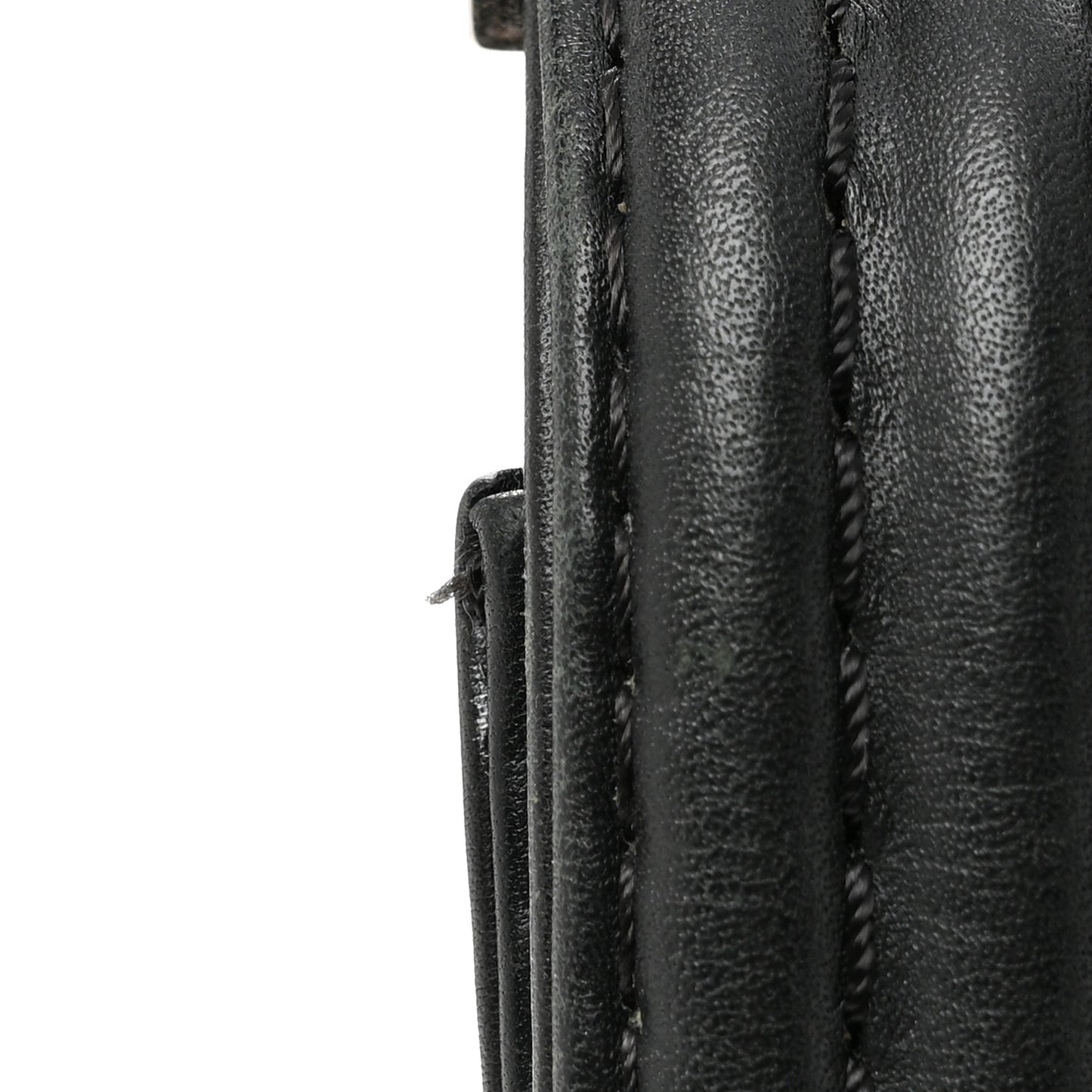 Calfskin Double Stitch Large Boy Flap Black
