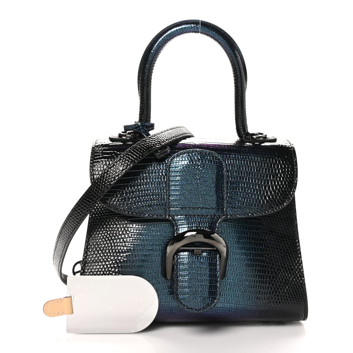Iridescent Lizard Mini Brillant Satchel Black