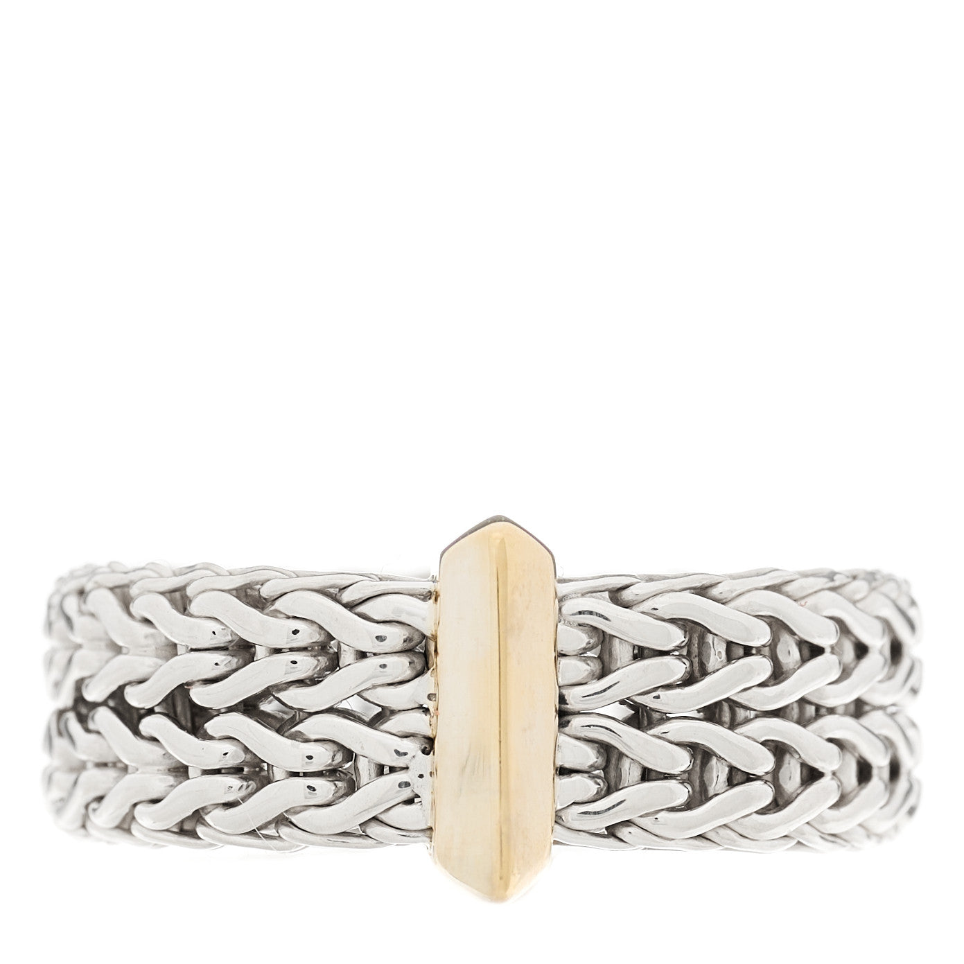 John Hardy Sterling Silver 14K Yellow Gold Carved Chain Ring 49 5 1 of 4