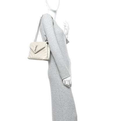 Saint Laurent Calfskin Y Quilted Monogram Small Loulou Chain Satchel Ivory 2 of 10