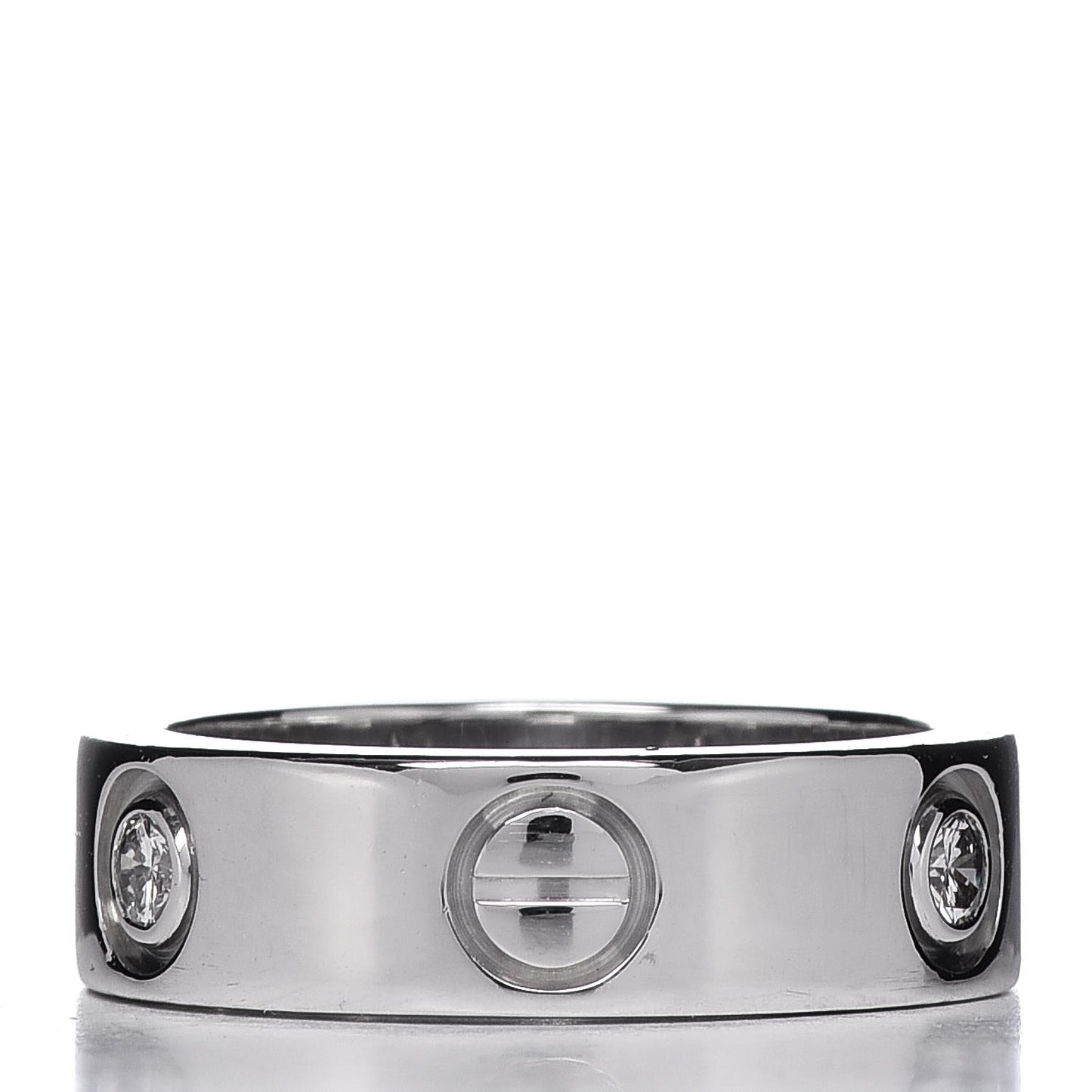18K White Gold 3 Diamond 5.5mm LOVE Ring 49 4.75