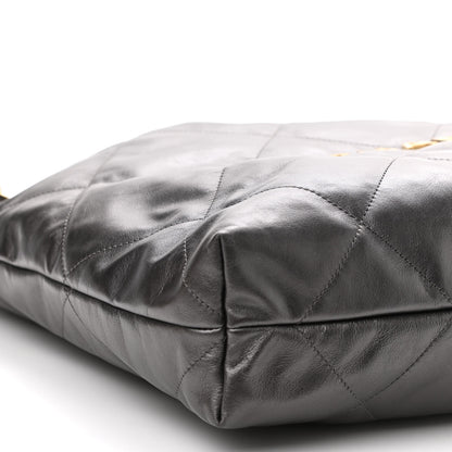Chanel Metallic Calfskin Quilted Small Chanel 22 Ruthenium 10 of 12