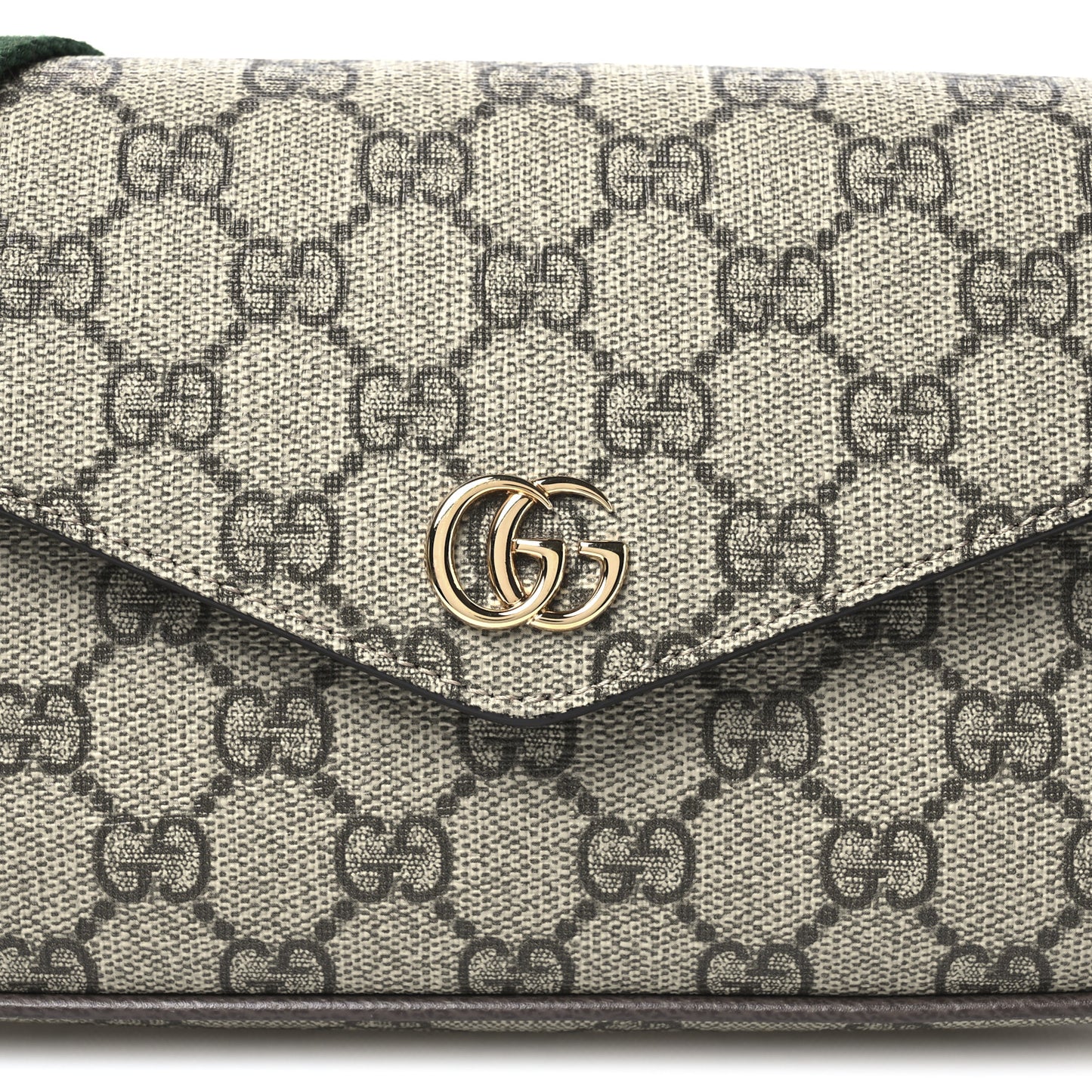 GG Supreme Monogram Textured Dollar Calfskin Web Mini Ophidia Envelope Shoulder Bag Beige Ebony New Acero