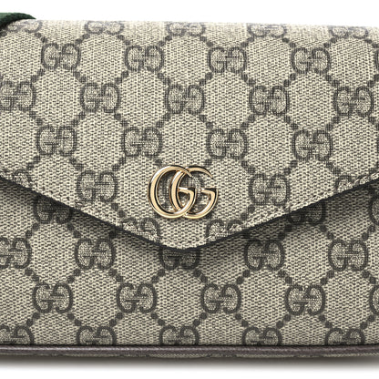 Gucci GG Supreme Monogram Textured Dollar Calfskin Web Mini Ophidia Envelope Shoulder Bag Beige Ebony New Acero 7 of 10
