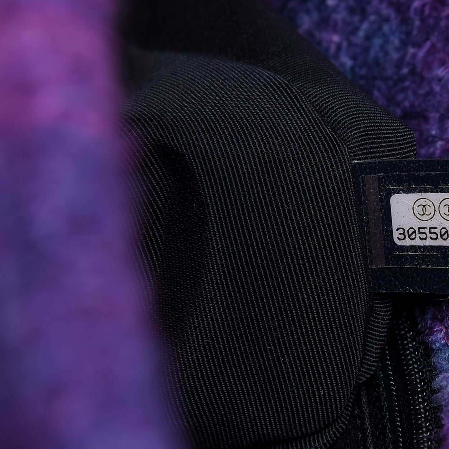 Wool Tweed Quilted Large 19 Flap Purple Black Blue