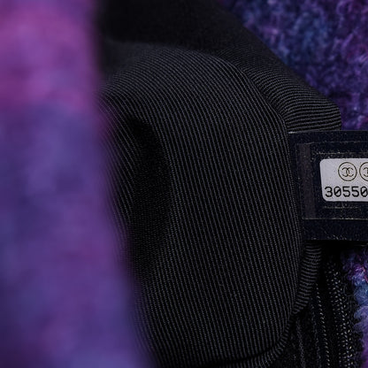 Chanel Wool Tweed Quilted Large 19 Flap Purple Black Blue 9 of 10