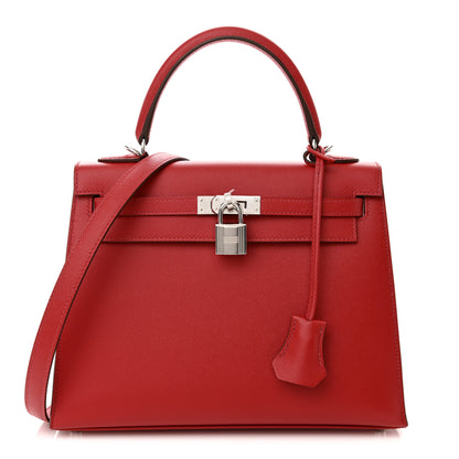 Hermes Madame Calfskin Verso Kelly Sellier 25 Rouge Piment Rose Shocking 1 of 10