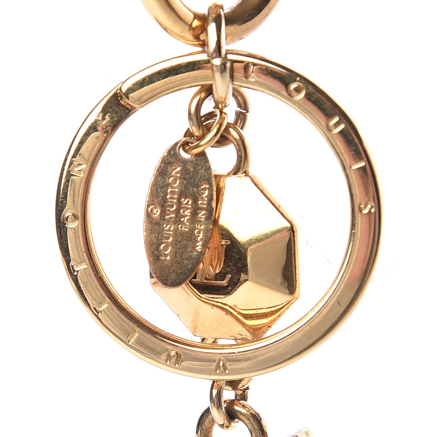 Louis Vuitton LV Facettes Bag Charm Key Holder Gold 3 of 5