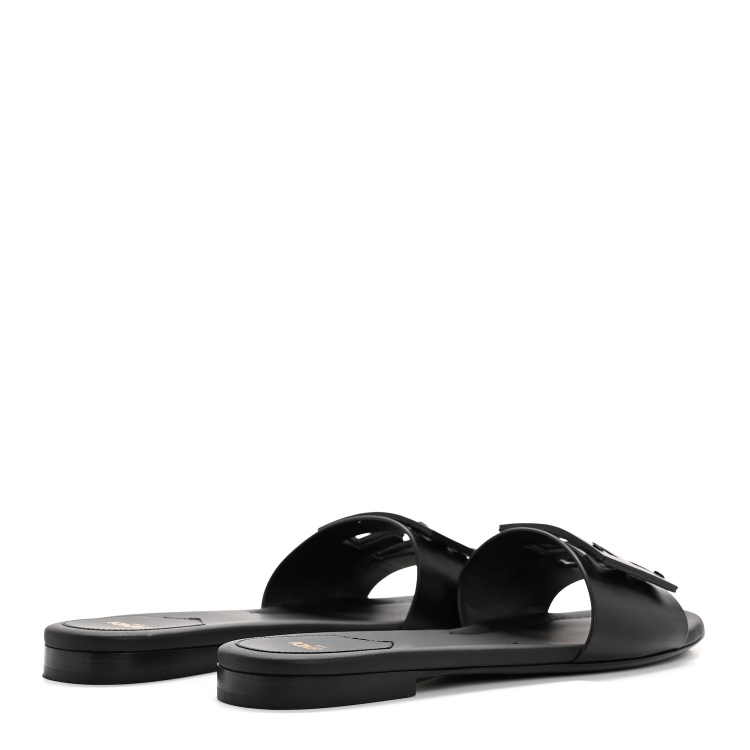 Fendi Vitello Cuoio Baguette Flat Slide Sandals 40 Black 5 of 10