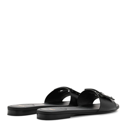 Fendi Vitello Cuoio Baguette Flat Slide Sandals 40 Black 5 of 10