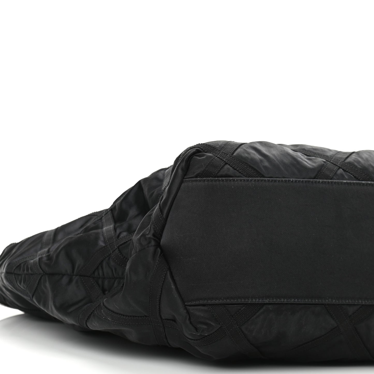 Nylon Grosgrain Quilted Maxi Lifestyle Shopping Bag Black