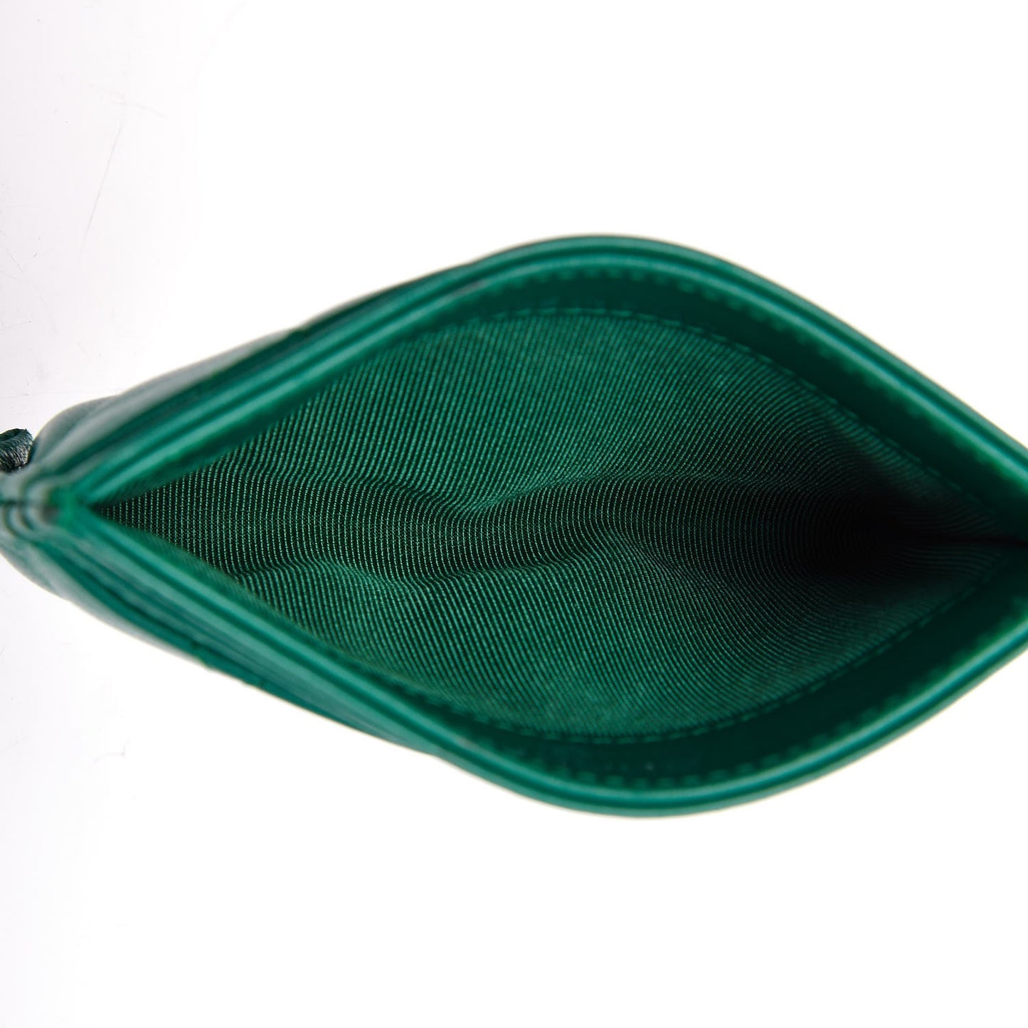 Lambskin Quilted Card Holder Green